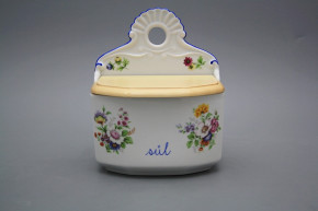 Wall box for salt with wooden cover Meissen bouquet AL