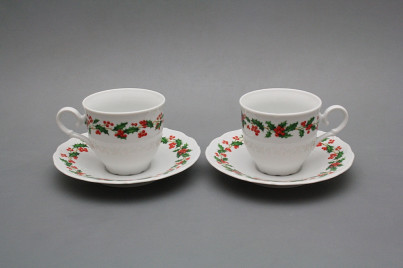 Coffee cup 0,18l and saucer Ofelia Christmas holly BB č.1