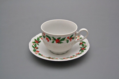 Tea cup 0,18l with saucer Ofelia Christmas holly BB č.1