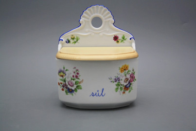 Wall box for salt with wooden cover Meissen bouquet AL č.1