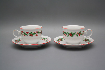 Tea cup 0,18l with saucer Ofelia Christmas holly CL č.1