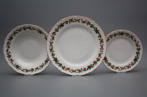 Plate set Ofelia Christmas holly 18-piece KCL