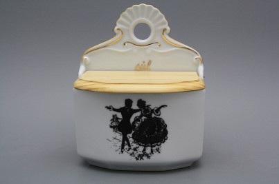 Wall box for salt with wooden cover Rococo dolls GL č.1