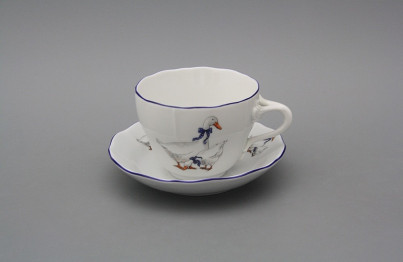 Cup high with saucer A2A1 Rokoko Geese ML č.1