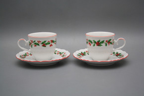 Coffee cup 0,18l and saucer Ofelia Christmas holly CL