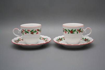 Coffee cup 0,18l and saucer Ofelia Christmas holly CL č.1