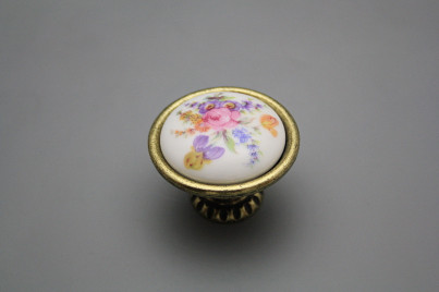 Rustic knobs Bohemia 40mm Bouquet with irises č.1