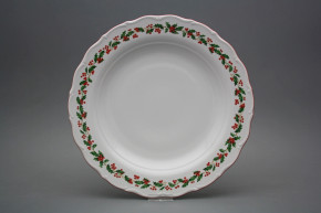 Flat round dish 31cm Verona Christmas holly KCL