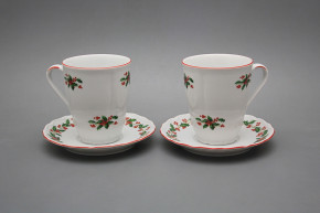 Mug 0,3l with saucer Verona Christmas holly CL