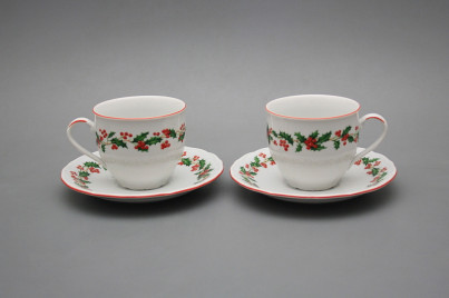 Cup high 0,18l with saucer Verona Christmas holly CL č.1