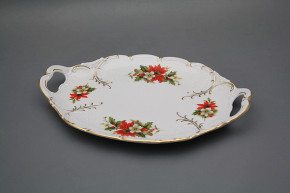 Oval dish 29cm with holders Opera Poinsettia EGL Lux