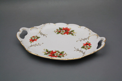 Oval dish 29cm with holders Opera Poinsettia EGL Lux č.1