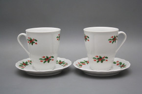 Mug 0,3l with saucer Verona Christmas holly BB