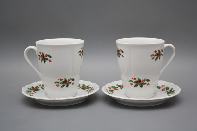 Mug 0,3l with saucer Verona Christmas holly BB č.1