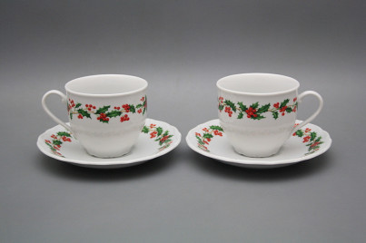 Cup high 0,18l with saucer Verona Christmas holly BB č.1