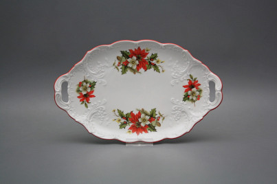 Oval dish 25cm with holders Opera Poinsettia ECL č.1