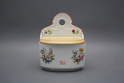 Wall box for salt with wooden cover Meissen bouquet CL č.1