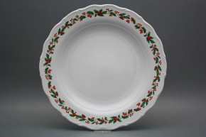 Flat round dish 31cm Verona Christmas holly KBB