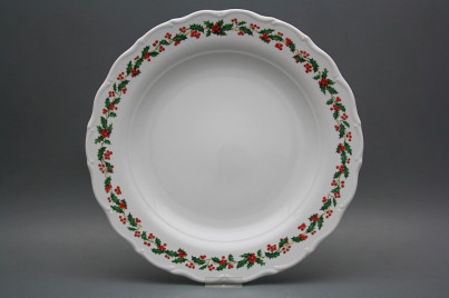 Flat round dish 31cm Verona Christmas holly KBB č.1