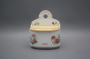 Wall box for sugar with wooden cover Meissen bouquet CL