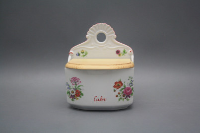 Wall box for sugar with wooden cover Meissen bouquet CL č.1