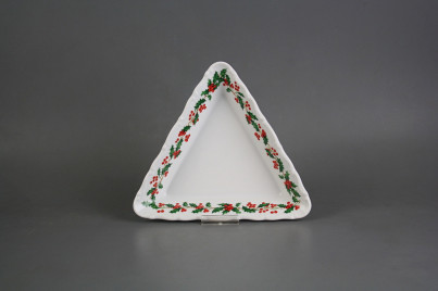 Dish triangular 20cm Verona Christmas holly KBB č.1