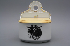 Wall box for salt with wooden cover Rococo dolls GL